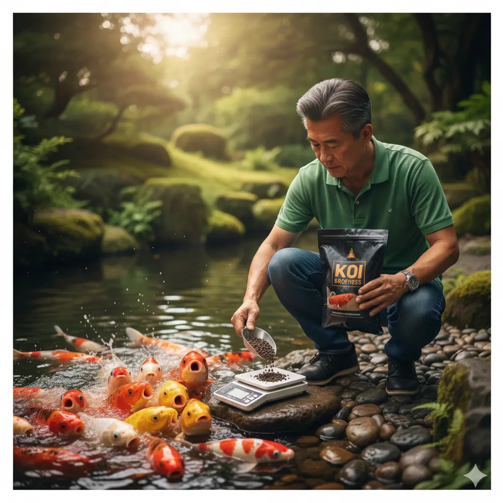 Quelle quantité de nourriture donner à ses carpes koï ? Koi Brothers