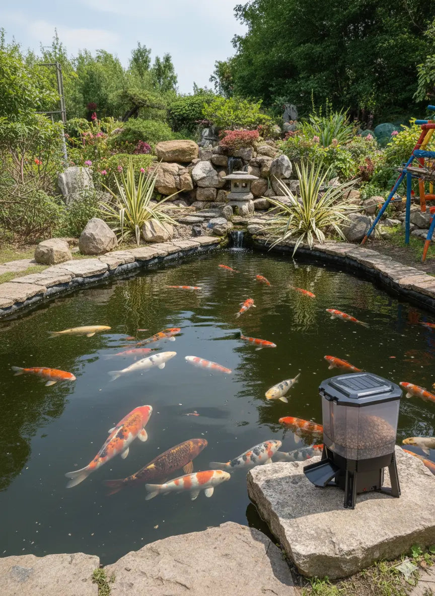Pourquoi installer un distributeur à nourriture pour carpes koï Koi Brothers
