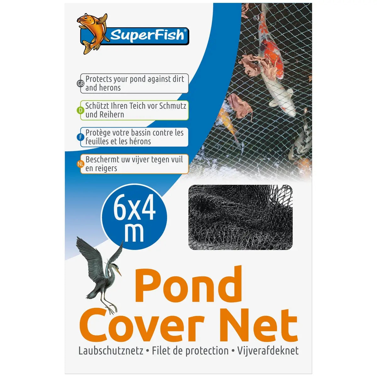 Filet de protection pour bassin 6m × 4 m avec 14 piquets SUPERFISH